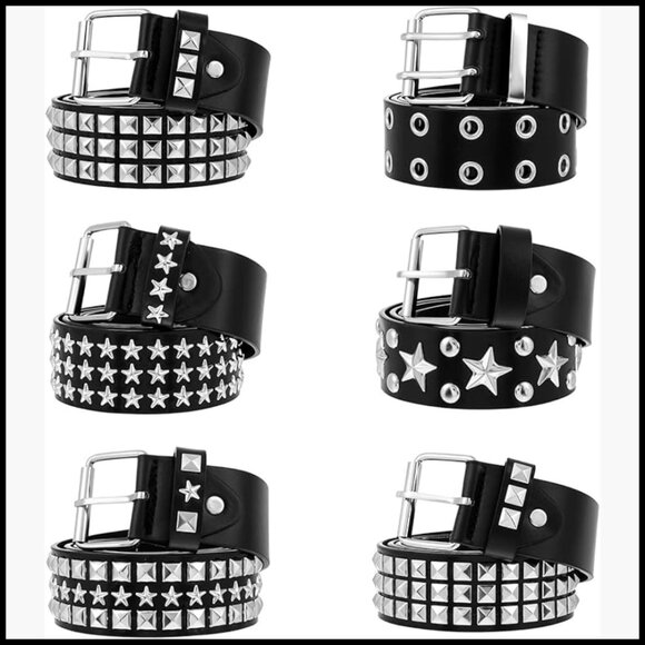 Faux Leather Studded Belt Set, 6 Piece Punk Style Accessories main image 7
